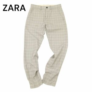 ZARA ザラ マン 通年 グレンチェック★ ストレッチ テーパード パンツ Sz.29　メンズ グレー　C4B02141_5#R