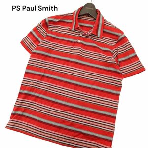 PS Paul Smith ポールスミス 春夏 半袖 マルチ ボーダー柄 ポロシャツ Sz.M　メンズ 赤　C4T04523_5#D