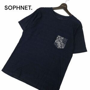 18ss SOPHNET. ソフネット 半袖 バンダナ ポケット カットソー インディゴ★ ポケTシャツ Sz.M　メンズ ネイビー 日本製　C4T04816_5#D