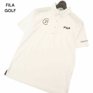 FILA GOLF filler Golf spring summer short sleeves Logo embroidery * button down polo-shirt Sz.M men's white C4T04938_5#A