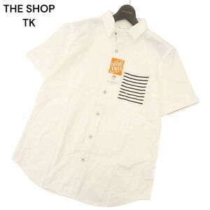 [ new goods unused ] THE SHOP TK Takeo Kikuchi spring summer short sleeves o-do free * pocket switch shirt Sz.L men's white C4T04929_5#A