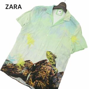 ZARA ザラ マン 春夏 半袖 REGULAR FIT イグアナ プリント★ シャツ Sz.M　メンズ　C4T04919_5#A