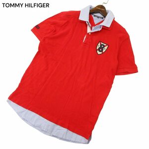 TOMMY HILFIGER トミーヒルフィガー 春夏 胸刺繍★ 半袖 Fレイヤード ポロシャツ Sz.L　メンズ 赤　C4T04899_5#A