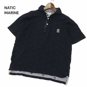 NATIC MARINE ナティック マリーン 春夏 ロゴ刺繍★ 半袖 ホリゾンタルカラー ポロシャツ Sz.S　メンズ ネイビー　C4T05031_5#A