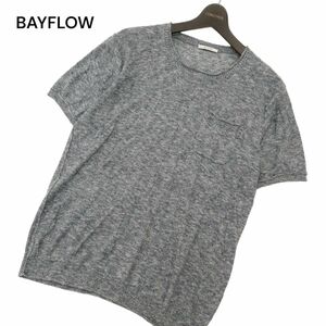 BAYFLOW ベイフロー 春夏 【麻 リネン】 半袖 ポケット ニット カットソー ポケTシャツ Sz.3　メンズ　C4T05074_5#J