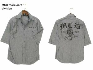 美品★ MCD more core division エムシーディー 春夏 ビッグ ロゴ★ 半袖 シャンブレー ワーク シャツ Sz.S　メンズ 日本製　C4T05045_5#A