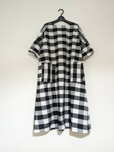 ハンドメイド　ふんわり　大人服　コットン　ポリエステル　シャンタン　ブロックチェック　Aライン　ワンピース　　Ｌ〜ＬＬ