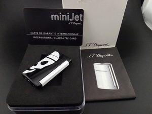  【現状出品】デュポン S.T.Dupont MINIJET ミニジェット スカル柄 ガイコツ　ホワイト×ブラック 電子ガスターボライター 10055 