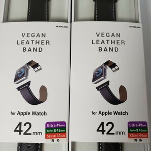 2個セット Apple Watch用 レザーバンド (合成皮革) ブラックの画像3