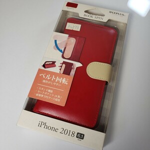 iPhone XR 手帳型ケース マグネットベルト ベルト回転 レッド