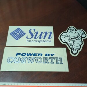 当時物　F1 ステッカー　Sun Microsystems Michelin Cosworth. 3枚組セット