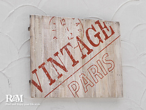 SALE ウッドサインボード VINTAGE PARIS 壁掛装飾 ウォールパネル アンティーク アートボード リサイクルウッド ヴィンテージ インテリア