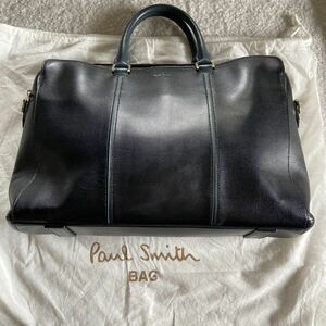  Paul Smith business bag leather briefcase tote bag 2way high capacity black navy 