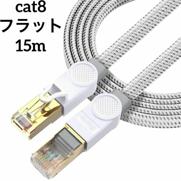CAT8 LANケーブル フラット 40Gbps/2000MHz 超高速15M