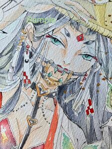 Art hand Auction ｢牡丹と蝶｣手描きイラスト オリジナル B5 6月花札テーマ 女の子 着物 顔彩 水彩, コミック, アニメグッズ, 手描きイラスト