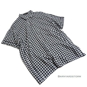 送料無料◆BARNYARDSTORM/バンヤードストーム ◆ F　チビ襟リネン混チェックシャツ