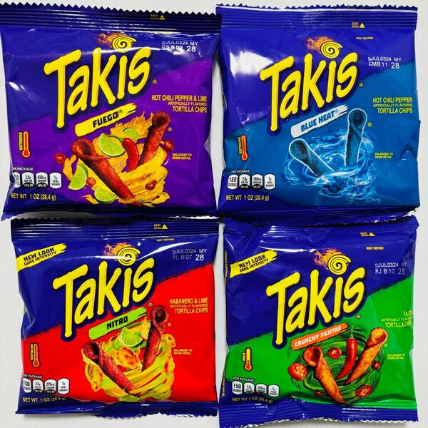 【レアセット４袋】 大人気 Takis タキスフエゴ Blue Heat 青タキス メキシカン スナック Takis Fuego