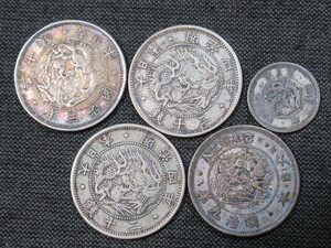  Meiji 20 sen silver coin etc. 5 sheets 
