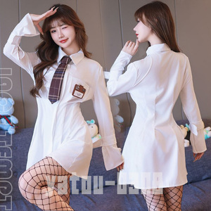 H776　コスプレウェア　誘惑　学生服　ワンピース　ネクタイ　ネームプレート　ミニスカート　セクシーランジェリー　ナイトウェア