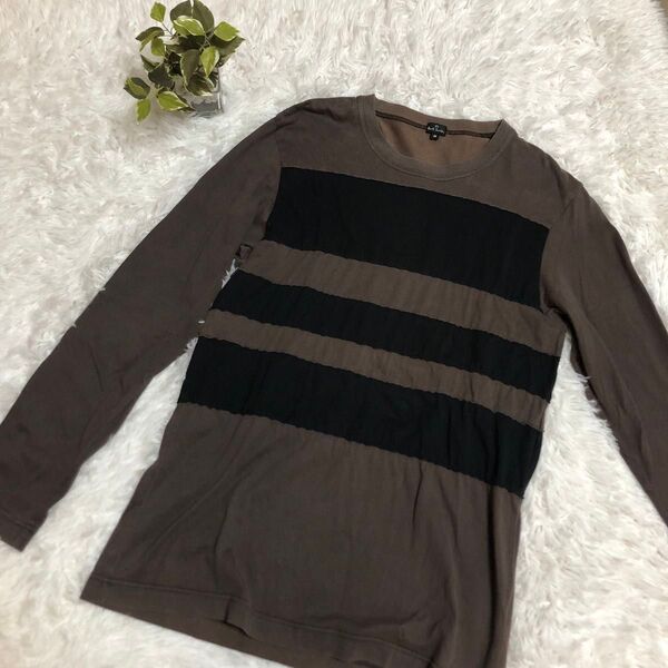 ポールスミス レディース トレーナー バイカラー ブラウン×ブラック Mサイズ カットソー 長袖 ボーダー