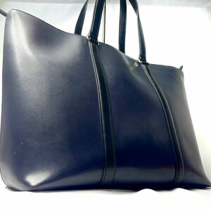 1 jpy # rare # Paul Smith Paul Smith City en Boss tote bag leather Logo A4 shoulder .. business navy blue navy blue color men's original leather 