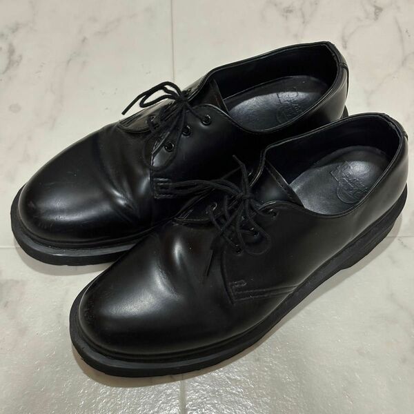 UK7 Dr.Martens mono ドクターマーチン 黒 ブラック ビジネスシューズ 革靴 プレーントゥ レザー