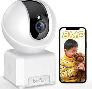 最新・4Ｋ800万画素・2.4G&5GWiFi両対応】ペットカメラ BOIFUN 監視防犯カメラ 全日録画 見守りカメラ 室内用 