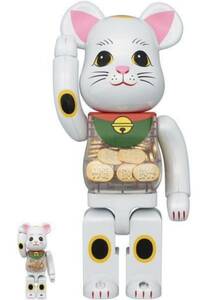 新品未開封 ベアブリック BE@RBRICK 招き猫 小判 白メッキ 100％ & 400％ メディコムトイ MEDICOM TOY