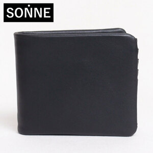 新品 SONNE 財布 ソフター レザー二つ折り財布 ブラック