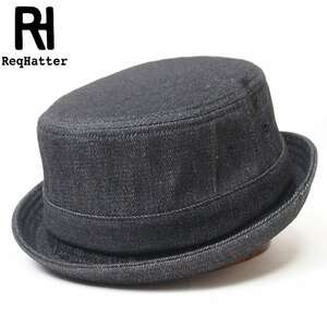 新品 ReqHatter デニム ポークパイハット フリーサイズ ブラック