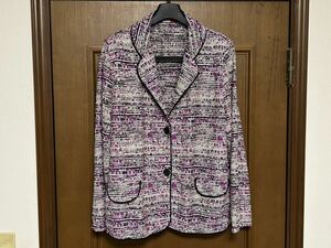  knitted jacket tailored jacket LL size black white pink purple total pattern multicolor Satoko Paris used laundry settled 