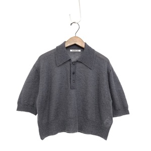 24SS AURALEE オーラリー KID MOHAIR SHEER KNIT SHORT POLO キッドモヘヤニットポロ セーター ダークグレー 1 A24SP03FG