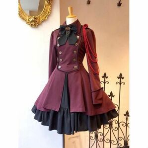 軍服ワンピース　レッド コスプレ衣装 ロリータ かわいい