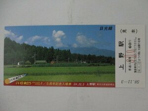 105・鉄道切符・いい日旅立ち2/5周年記念入場券・日光線・見本