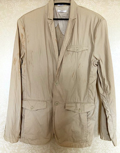 Calvin Kleinカルバンクライン　サンドベージュ色ペイント柄サファリ風メンズジャケット　Mサイズ