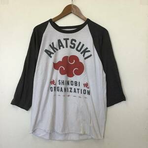 { H 780}NARUTO SHIPPUDEN Naruto . manner . 7 minute sleeve T-shirt print L size tops 1 jpy start America old clothes old clothes .