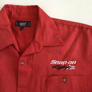 《H 757》CHOKO snap-on 半袖シャツ スナップオン 企業系 赤 トップス 1円スタート アメリカ古着 古着卸