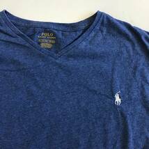 《 H 782》 POLO RALPH LAUREN ラルフローレン 半袖Tシャツ Vネック XLサイズ 紺 ワンポイント トップス 1円スタート アメリカ古着 古着卸_画像4