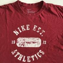 《 H 802》NIKE ナイキ 半袖Tシャツ プリント スポーツ トップス XL えんじ 1円スタート アメリカ古着 古着卸_画像1