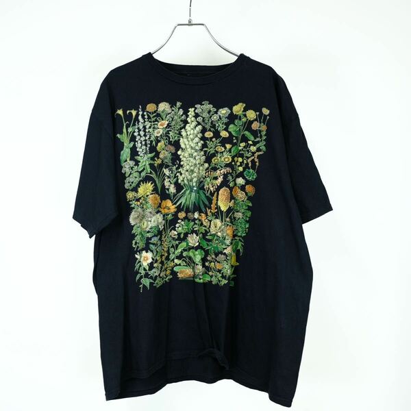1990s ビンテージ　花柄　ボタニカルプリントTシャツ　オーバーサイズ 古着屋　XL アート　植物　
