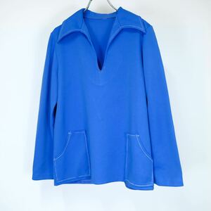 1970s ビンテージ　スキッパーシャツ　ジャケット　セーラー　ユーロ　フランス　海外仕入れ　古着屋　プルオーバー　ポロ　青