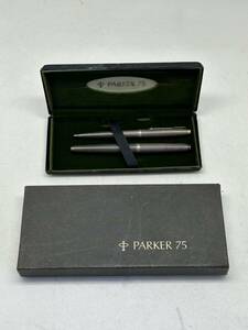 PARKER Parker PARKER75 silver purity sterling silver 2 pcs set fountain pen 14K knock type paul (pole) pen box attached 