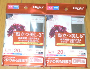 Diｇio2　つやのある超厚手　印画紙2点セット（L判/各20枚）JPSK２-L-20