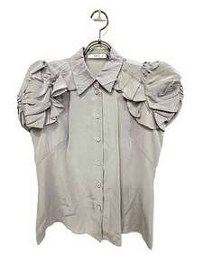 s-0003-r06[ used ]PRADA Prada blouse short sleeves blouse 40 size gray Italy made spring summer 