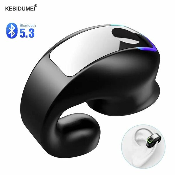 新品未使用品 高音質 負担軽減 耳掛けフックタイプ ☆ワイヤレスBluetooth5.3イヤホン☆片耳ブラック スポーツ ビジネス