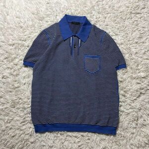 PRADA プラダ　半袖　ポロシャツ　ニット　ブルー　美品　イタリア製