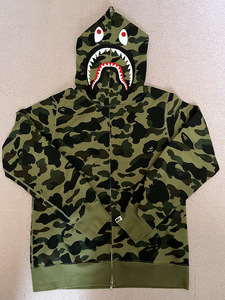 ★XL★　OG Vintage NIGO BAPE 1st camo ベイプ　エイプ　シャーク　パーカー　グリーン　カモ　迷彩 green Shark full zip hoodie