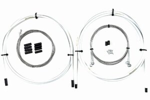 【即納】MicrOHERO　MTB/ROAD　両用　自転車 ワイヤ アウターセット　ステンレス製　ブレーキワイヤ　シフトワイヤ付　自転車一台分　白