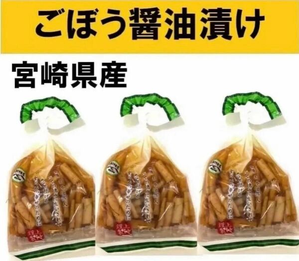 【宮崎のお漬物】ごぼう醤油漬１００ｇ　3袋　若採りの新ごぼう