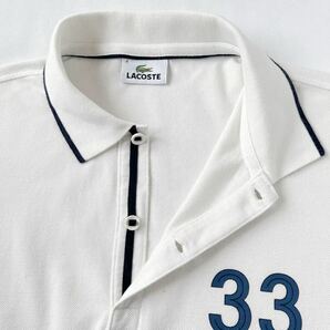 ラコステ LACOSTE コットン ストレッチ ポロシャツ 4 (L) ホワイト ネイビー PH361EL 半袖 シャツ の画像7